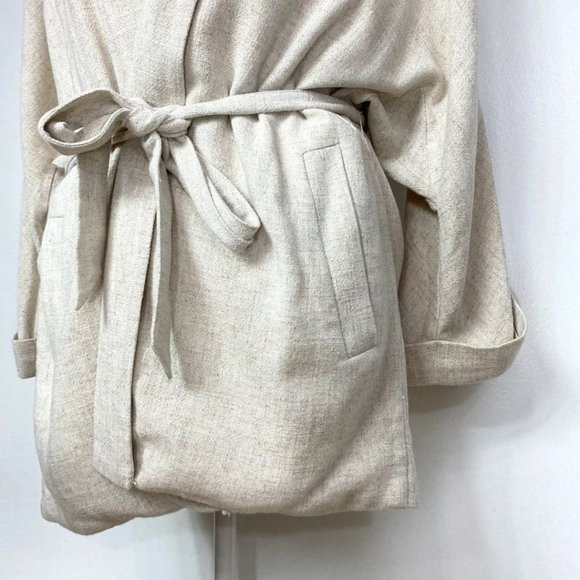 Frank & Oak Cream Belted Kimono Style Blazer - Picture 6 of 12